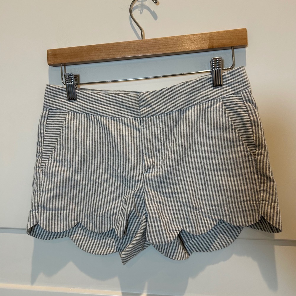 Harper Striped Scalloped Hem Shorts Women's Size S Cotton‎ Blend Casual